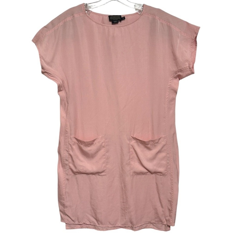 Pendleton Shift Dress Women Pink Tencel Lyocell Cap Sleeve Coastal Grandma PS